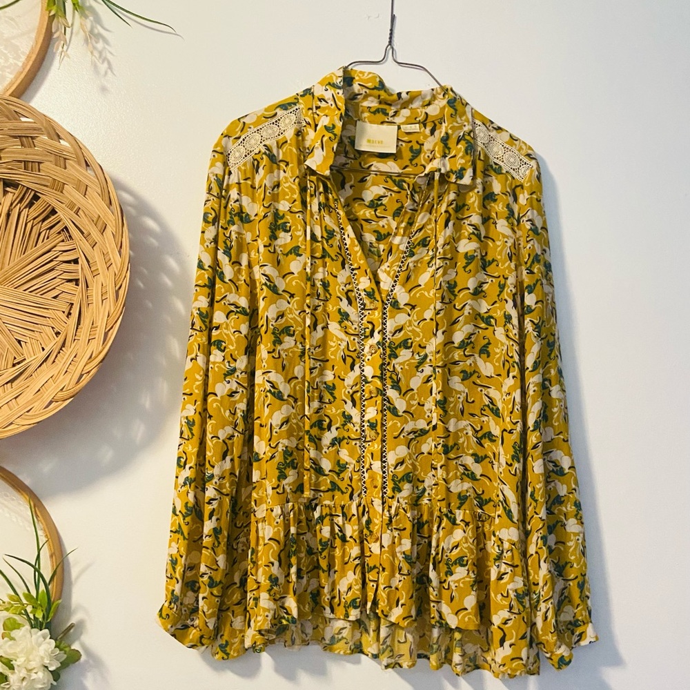 Maeve novelty long sleeved peasant blouse